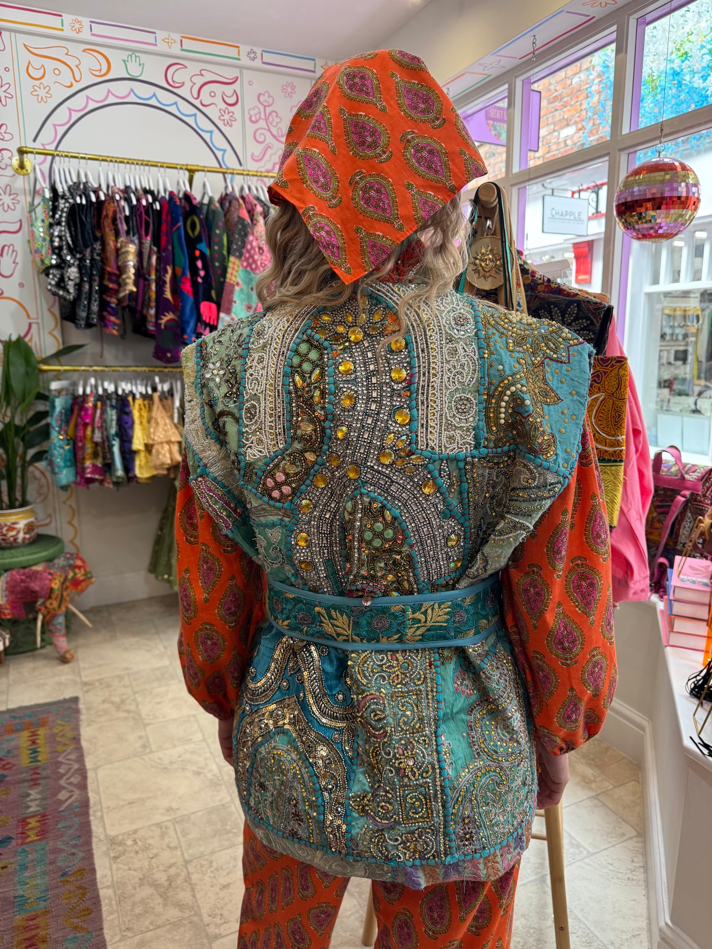 Tapestry Vintage Waistcoat - Aqua Blue