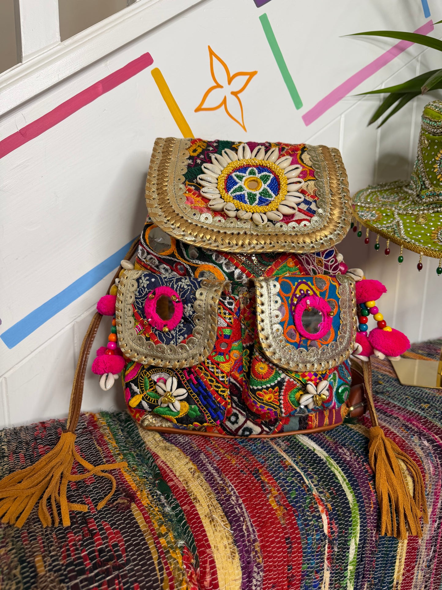 Boho Medium Gold Backpack