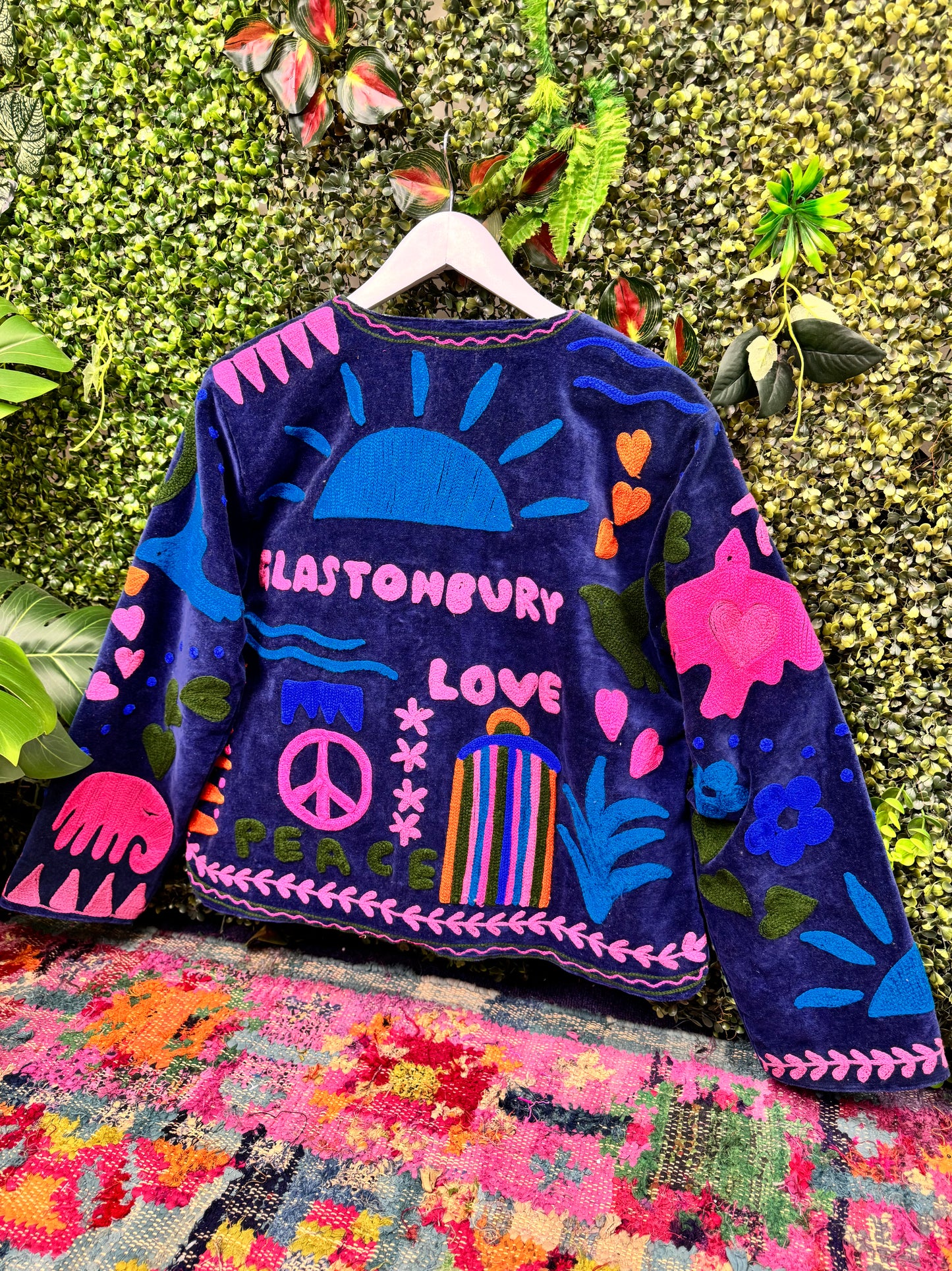 Glastonbury JOY Velvet Duster Jacket in Blue