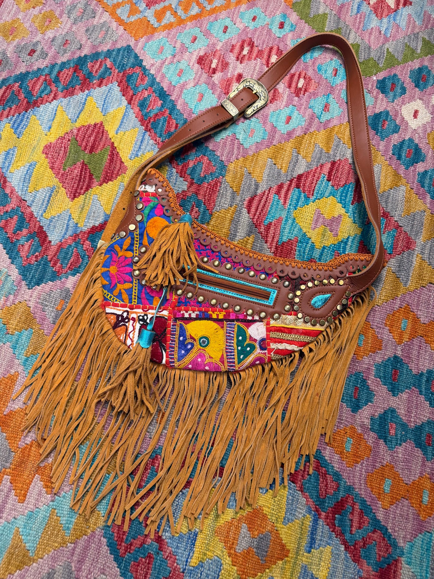 Boho Tan Saddle Fringe Bags