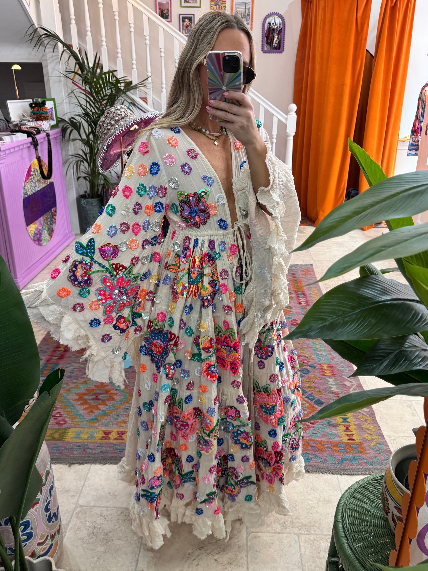 Gypsy Soul Maxi Kimono Ruffle Jacket in White