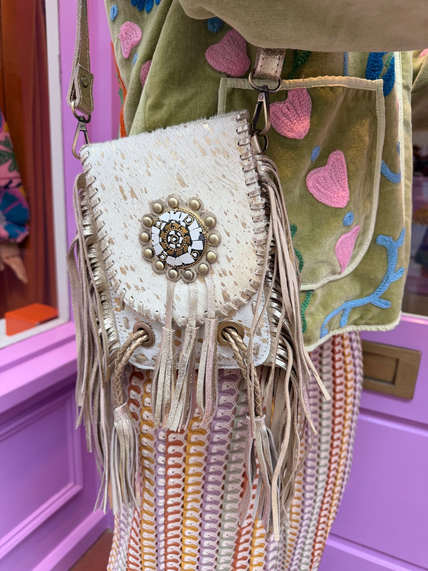 Atlas Cream Metallic Bag