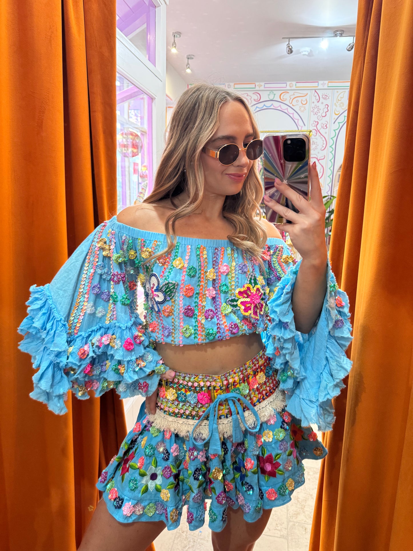 Gypsy Soul Mini Blue Skirt