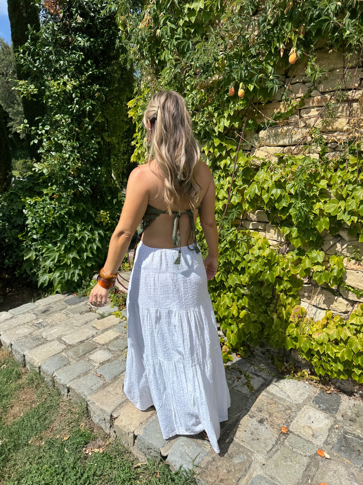 Ibiza Sari Mini Wrap Top in Green