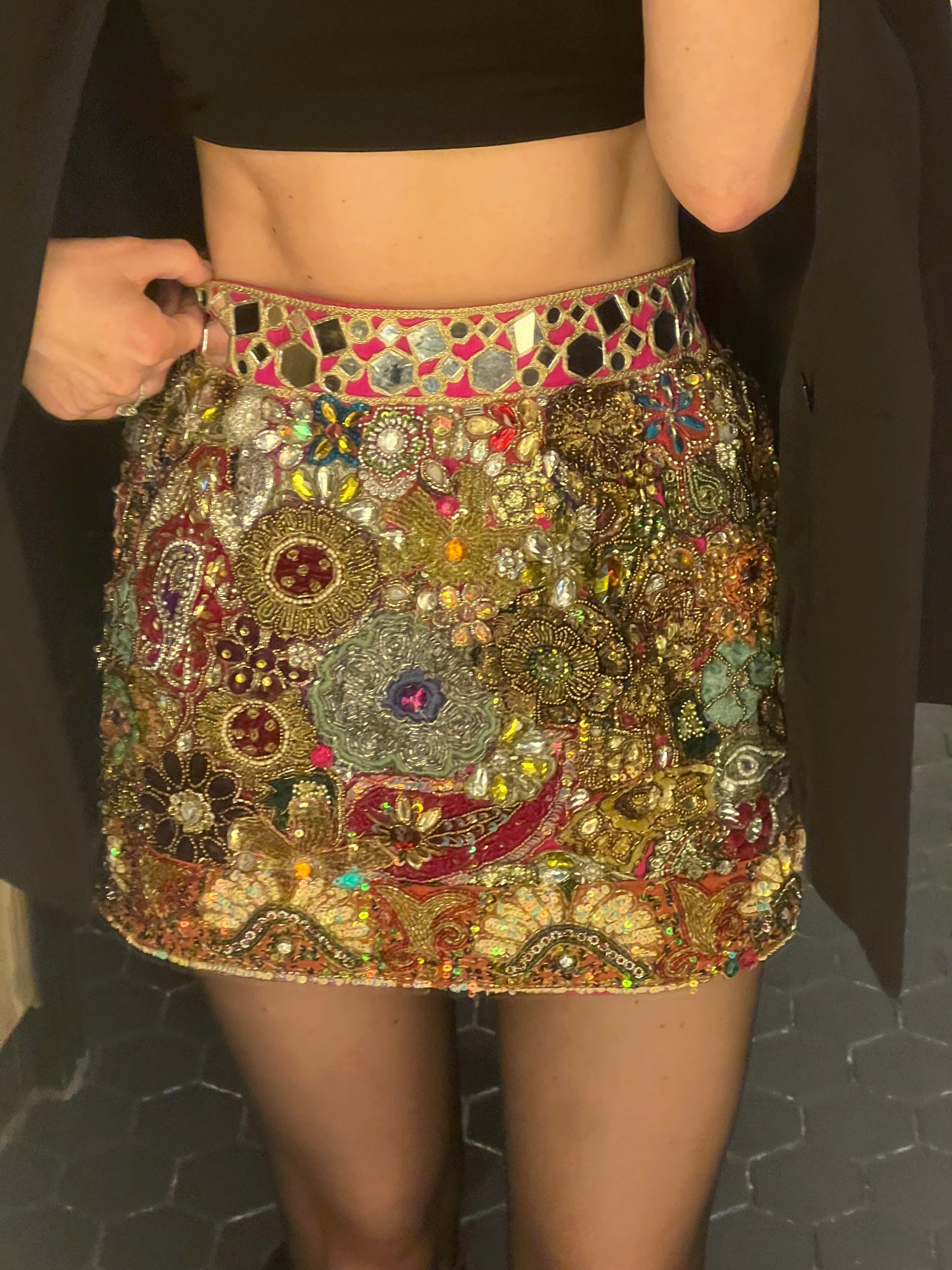 Vintage Embellished Bloom Skirt
