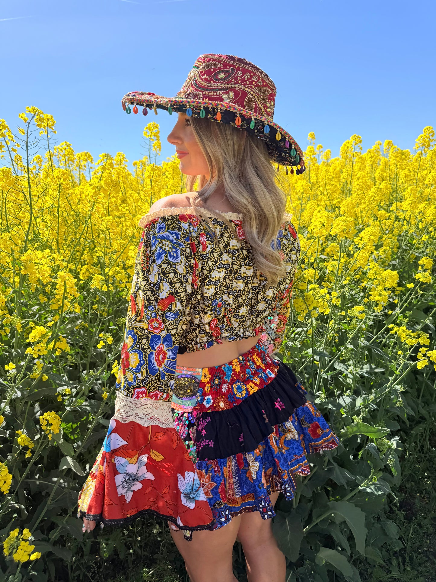 Gypsy Soul Embellished Bardot Top & Skirt Co Ord