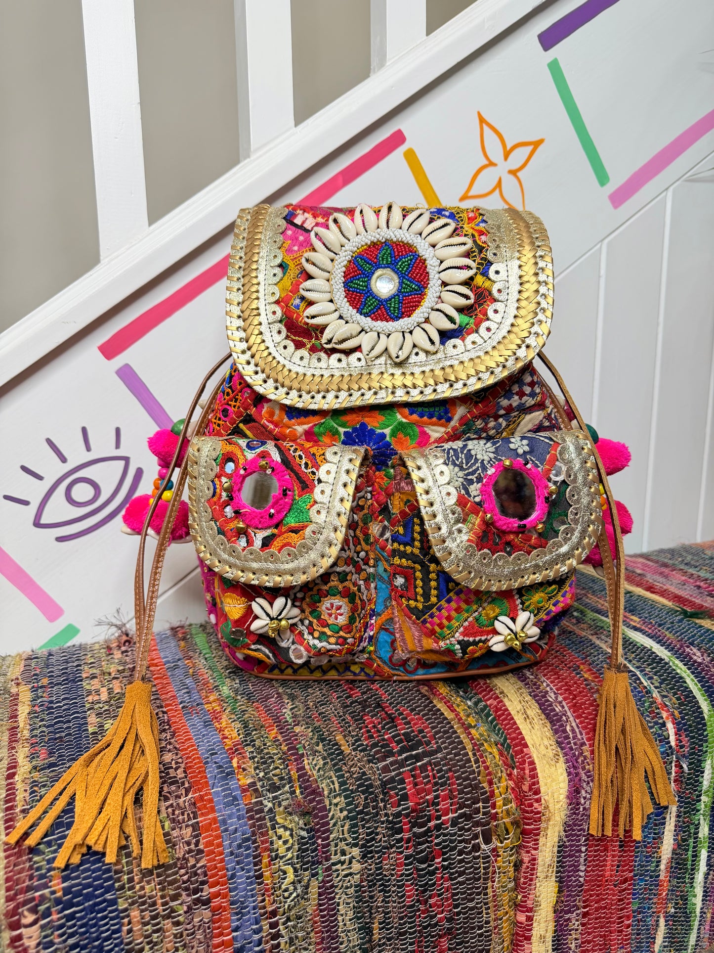 Boho Medium Gold Backpack