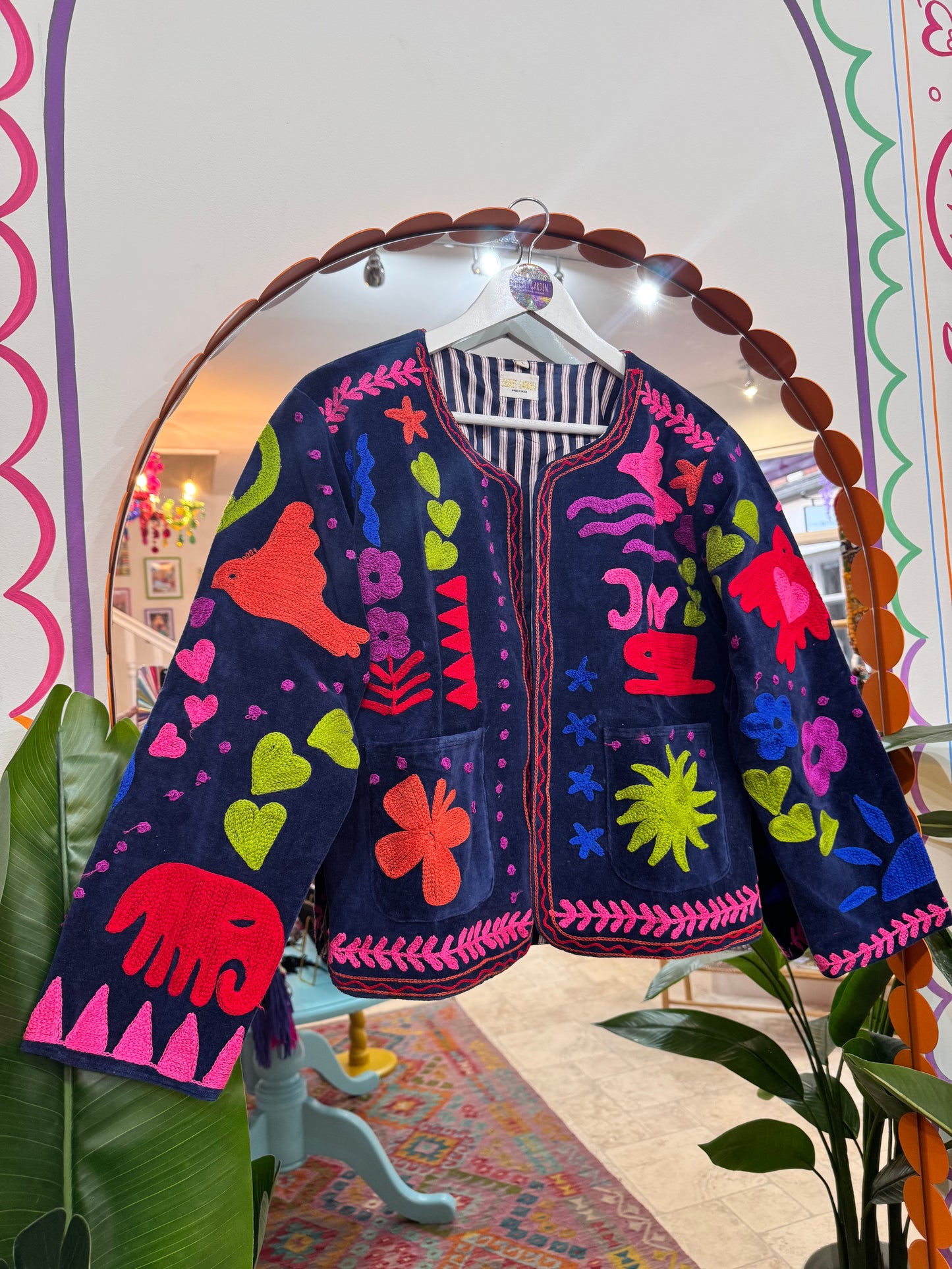 Glastonbury JOY Velvet Duster Jacket in Blue