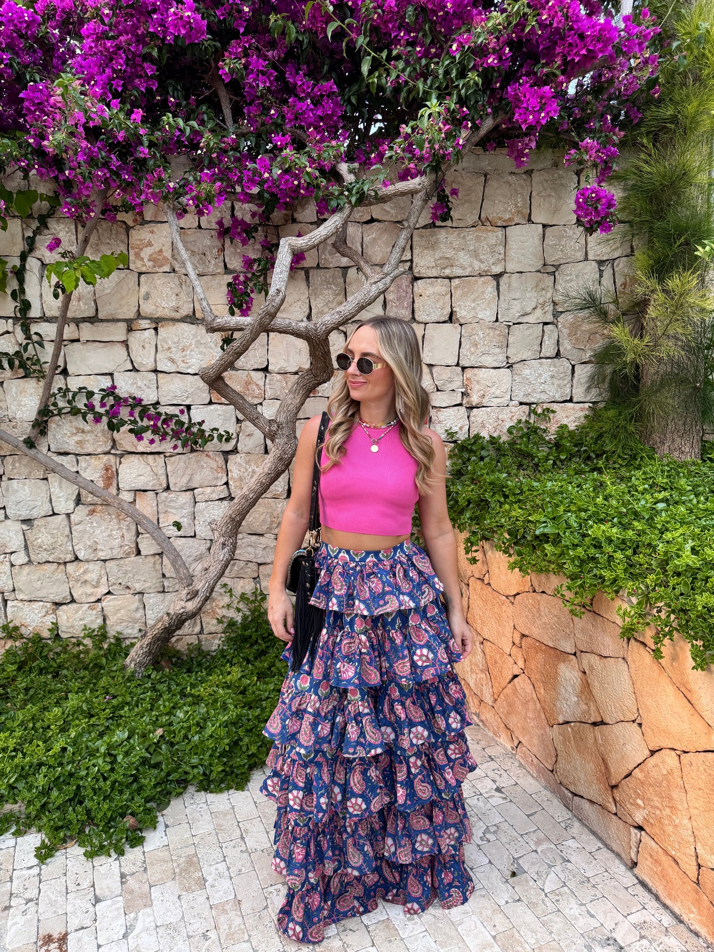 Frida Maxi Skirt - Pink & Blue