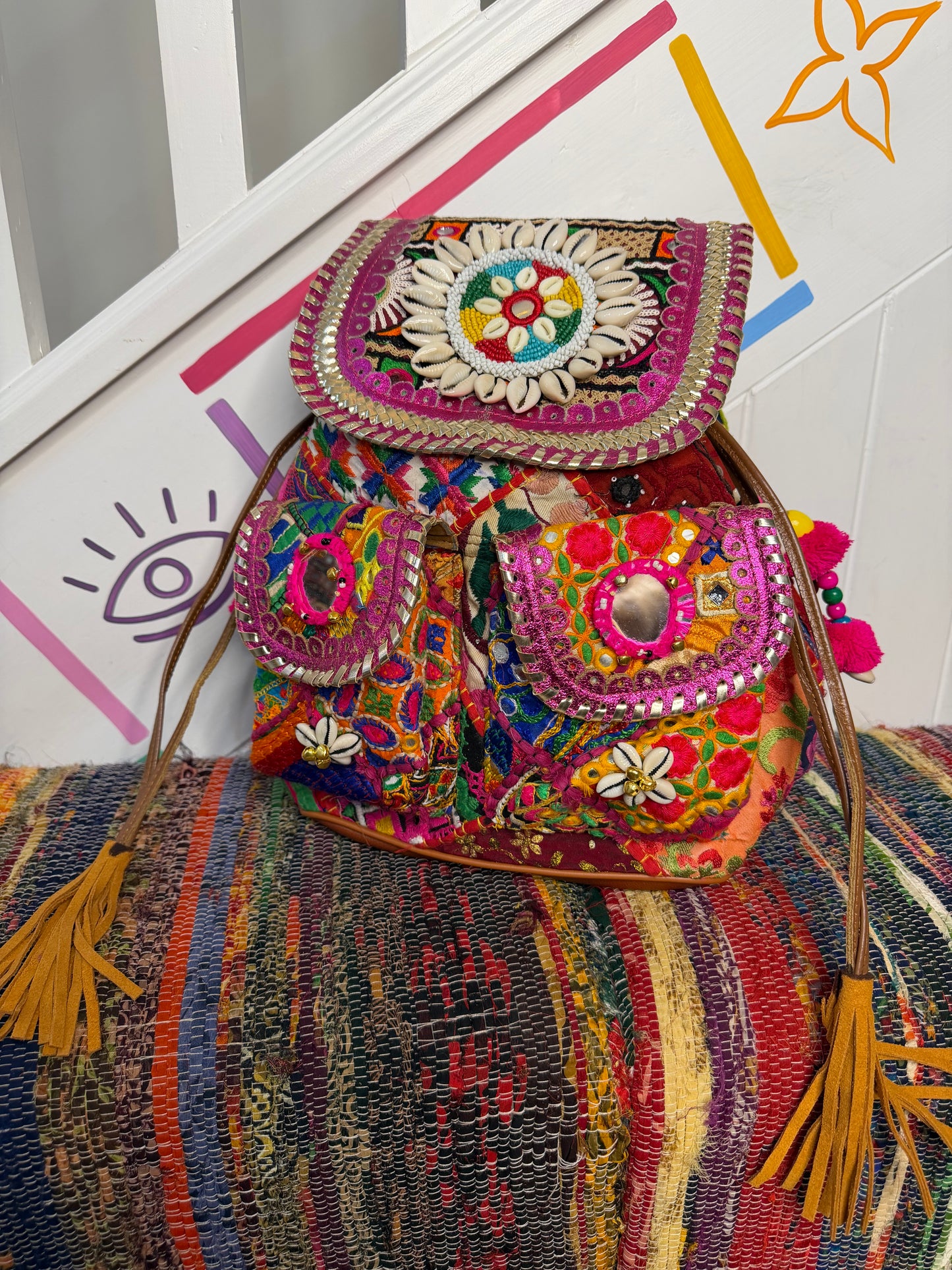 Boho Medium Pink Backpacks