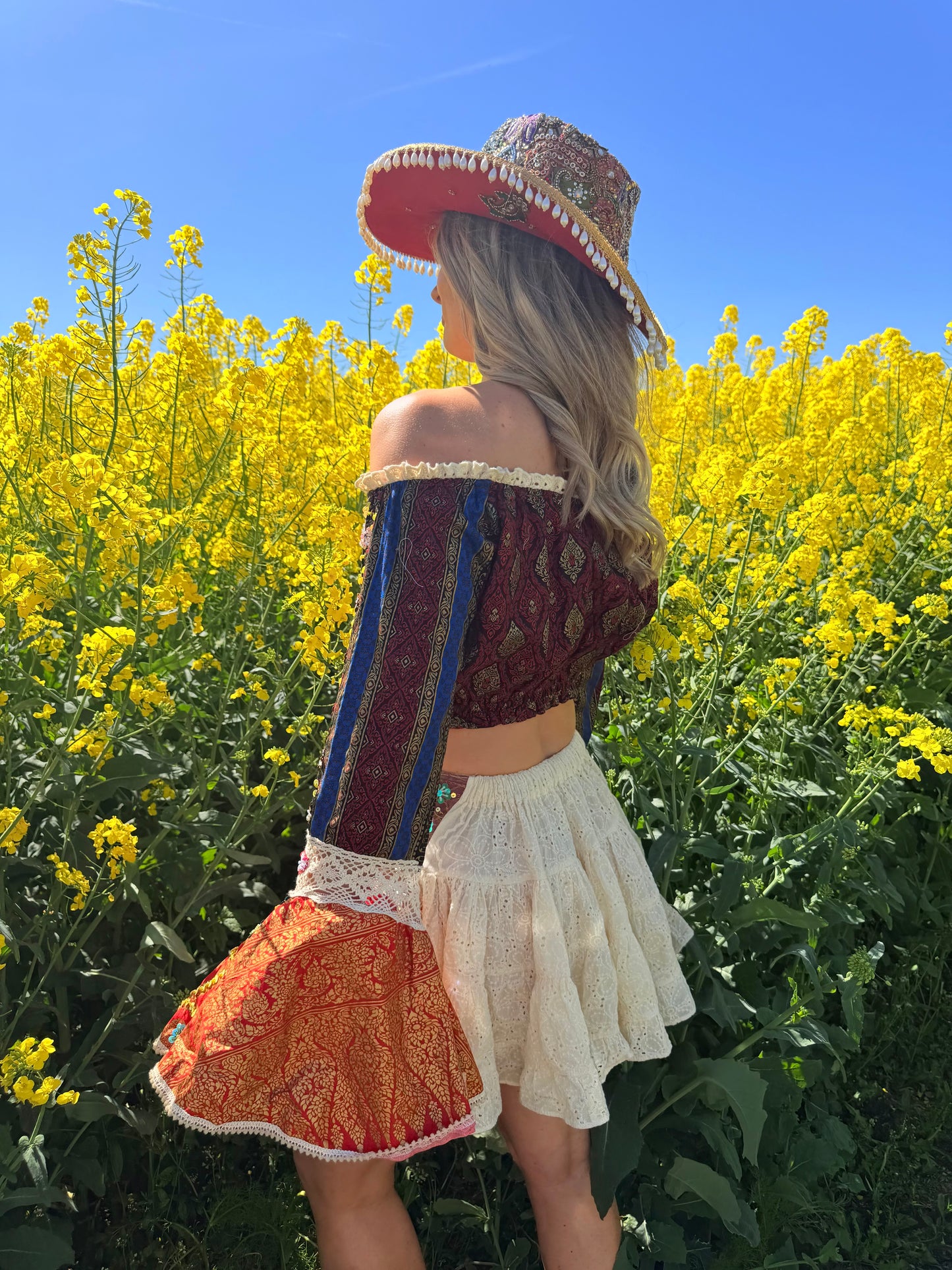 Gypsy Soul Embellished Bardot Top & Skirt Co Ord