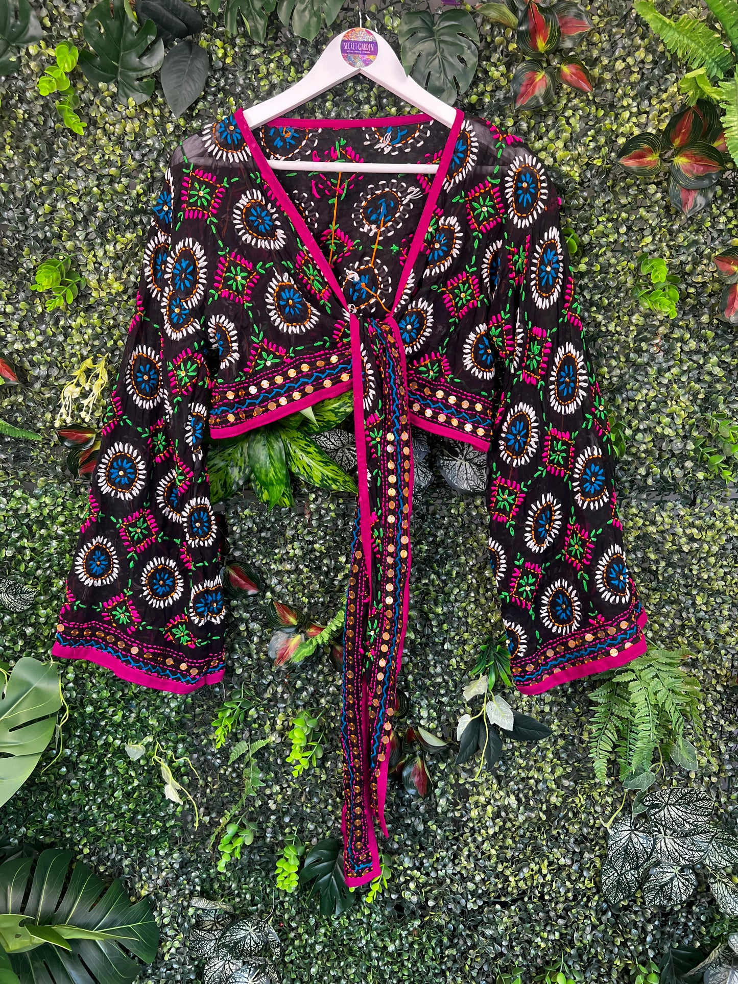 Phulkari Tie Top - Black