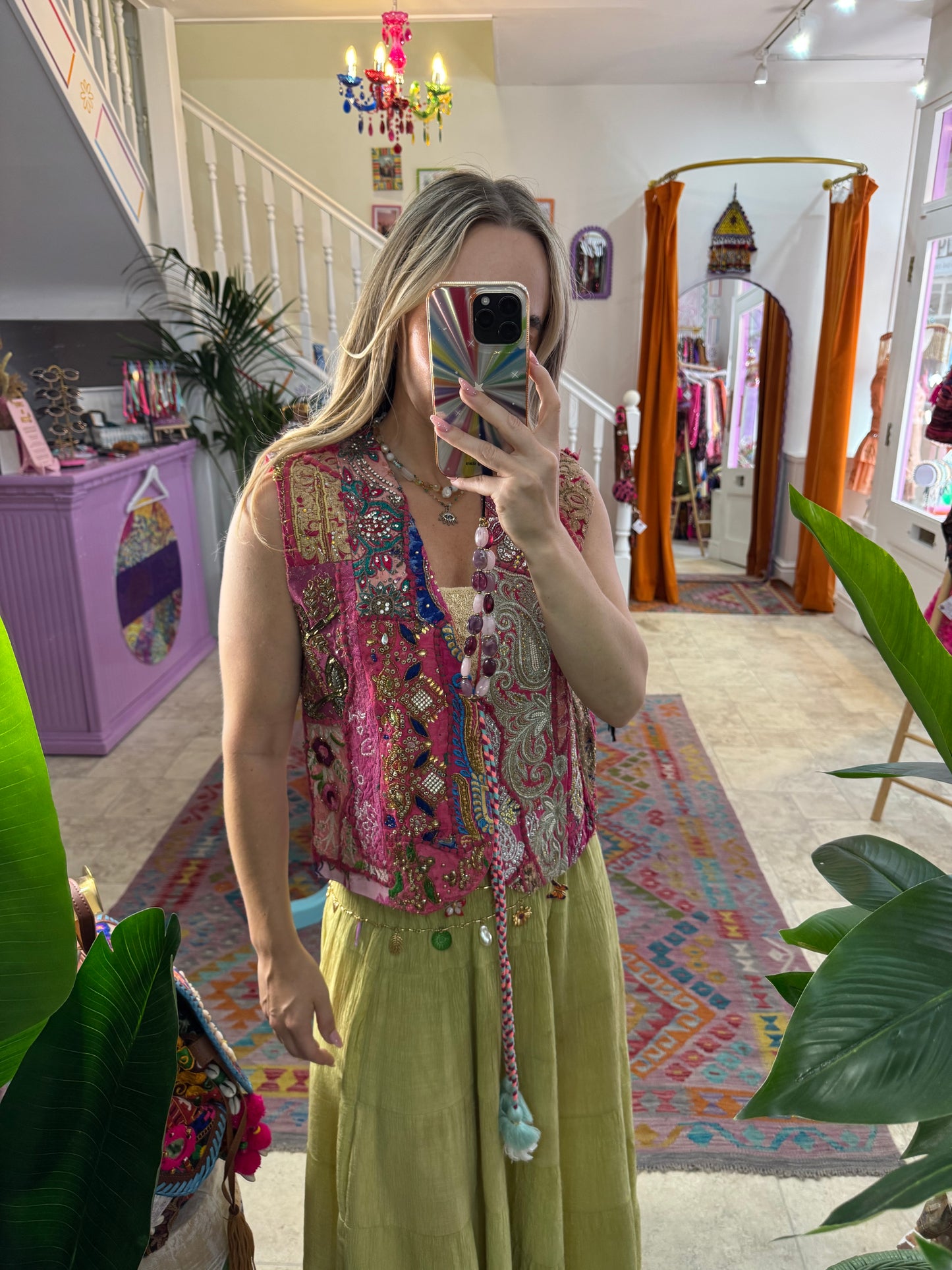 Tapestry Vintage Waistcoat - Pink
