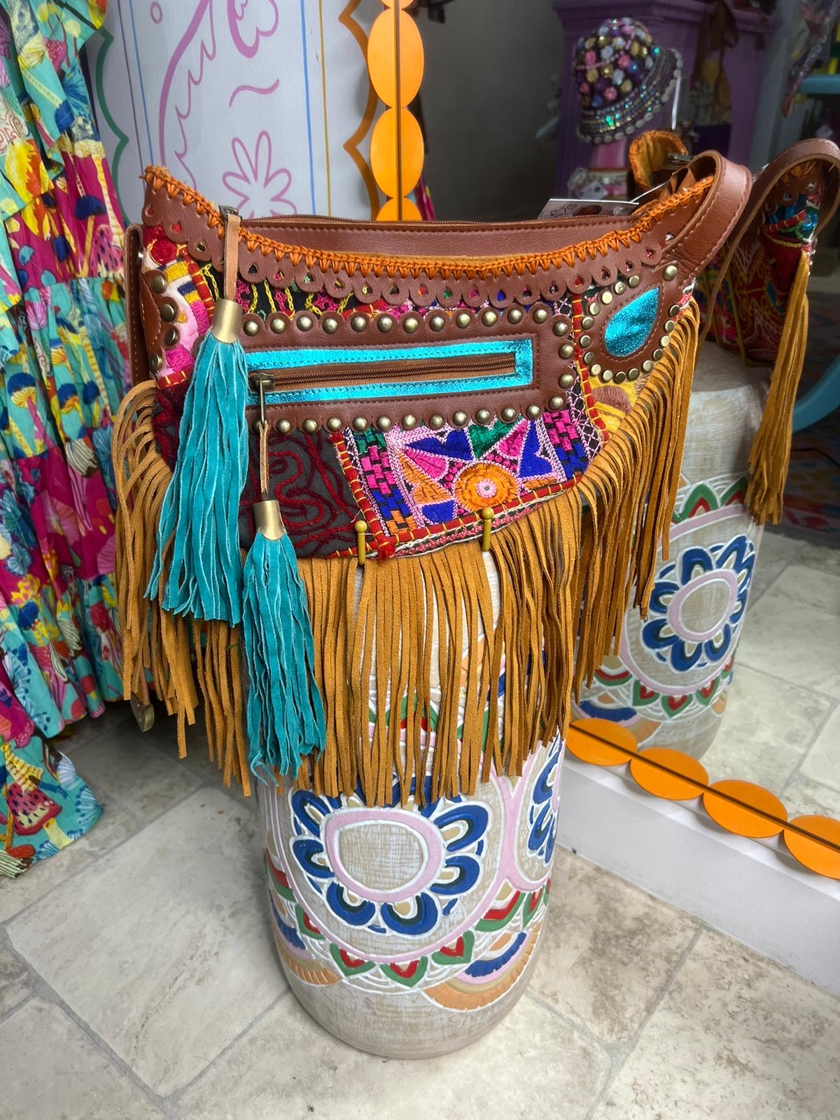 Boho Tan Saddle Fringe Bag - 8