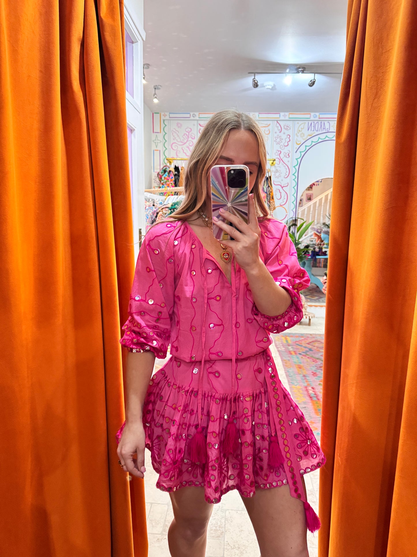 Pink Mirror Zari Dress