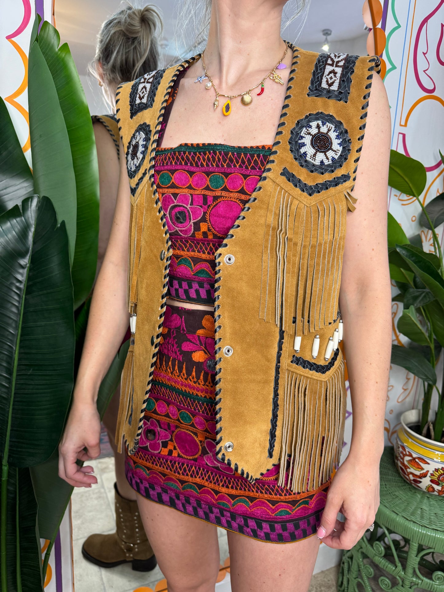Arizona Tan Tassel Suede Waistcoat