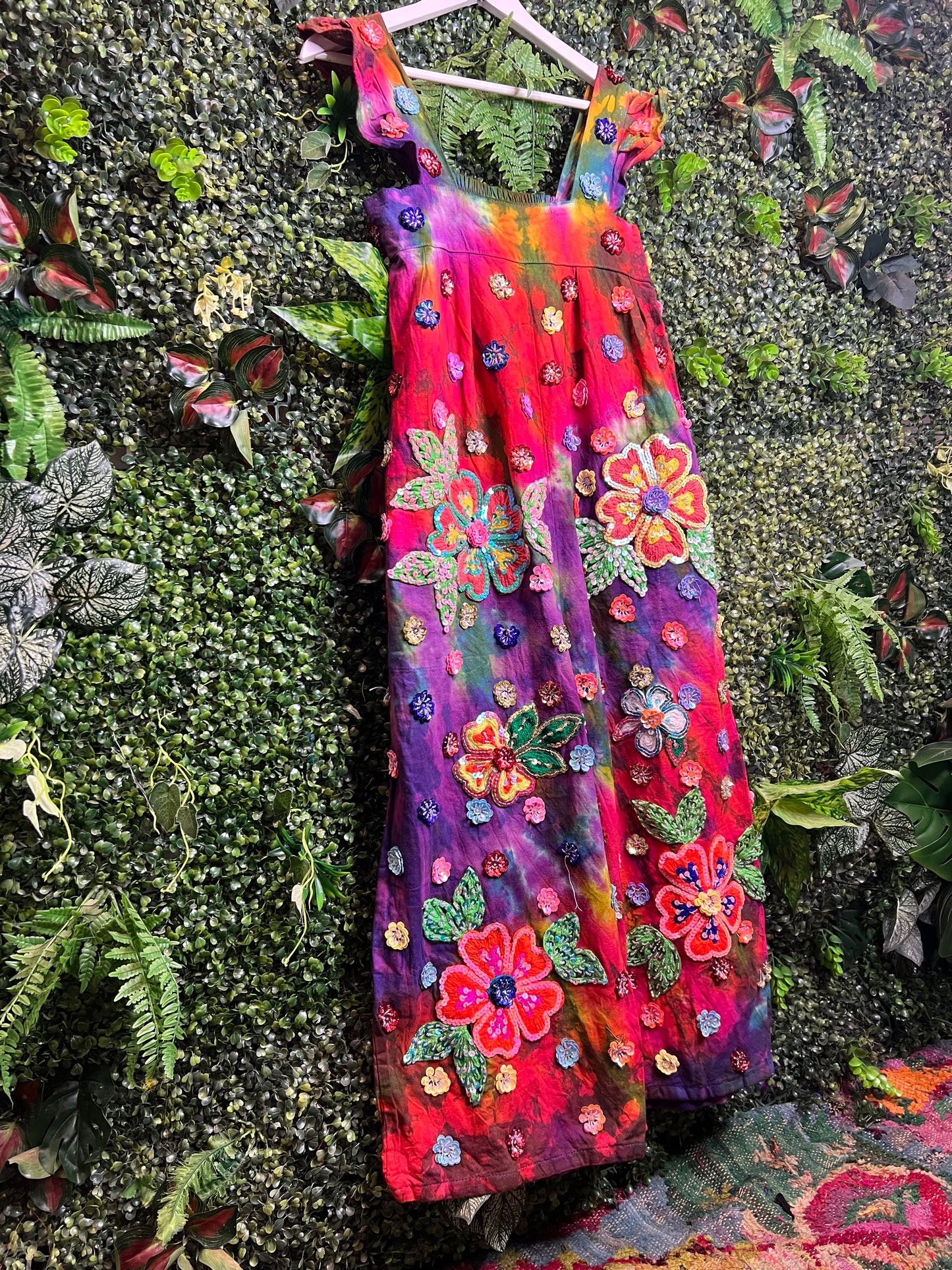 Tie Dye Flower Sequin Jumpsuit