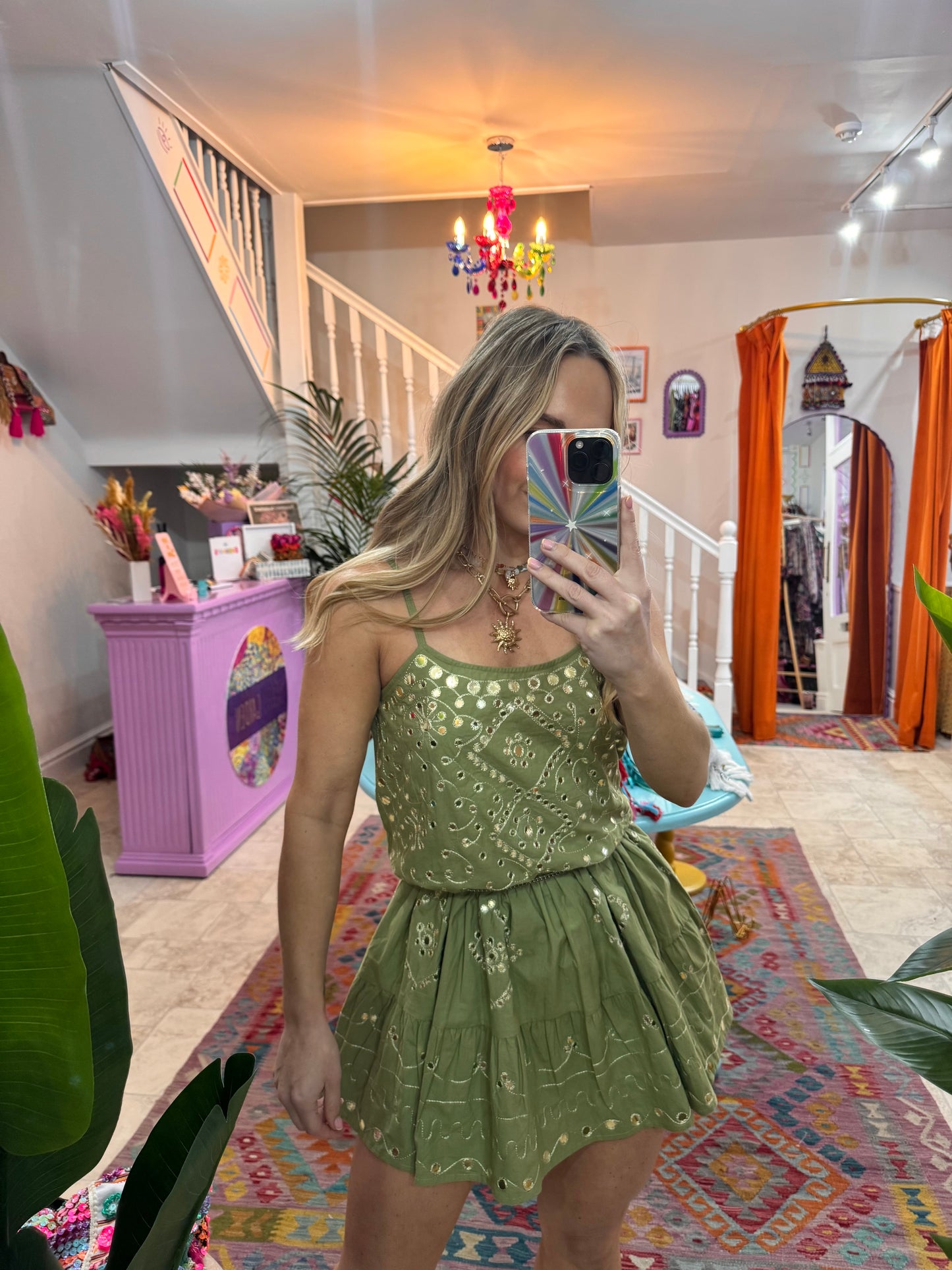 Olive Green Zari Dress