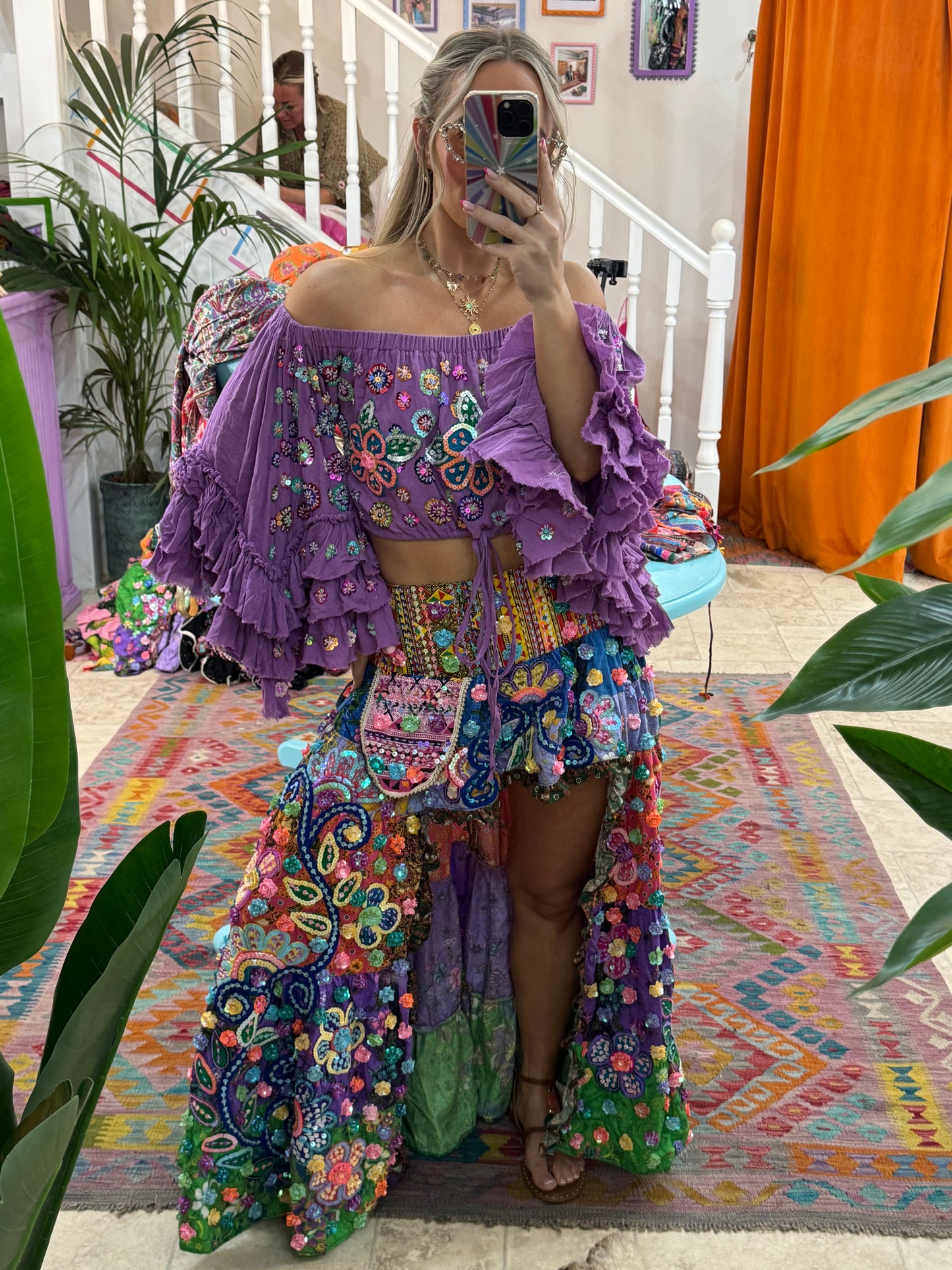 Gypsy Soul Off The Shoulder Top - Purple - 7
