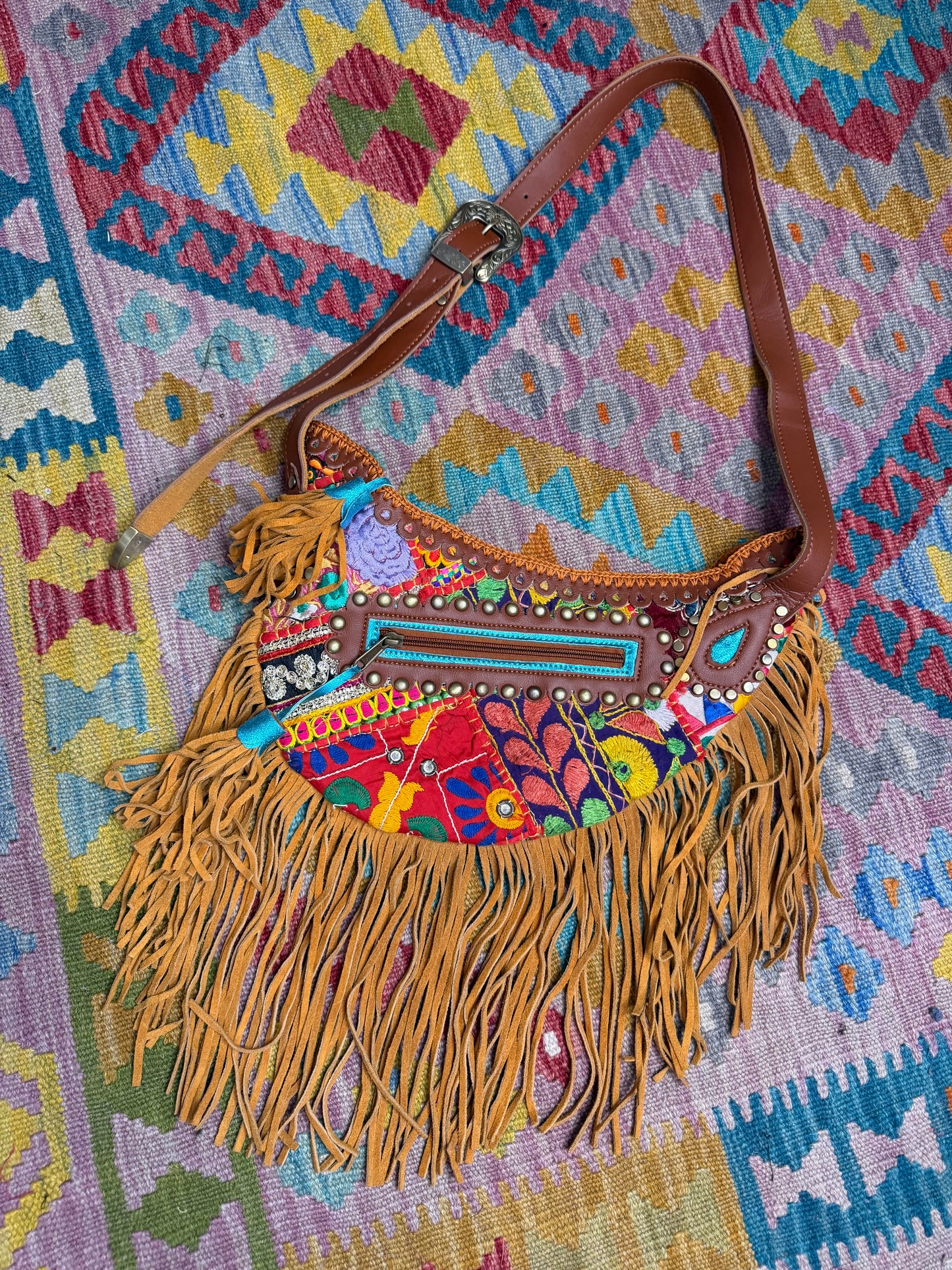 Boho Tan Saddle Fringe Bags