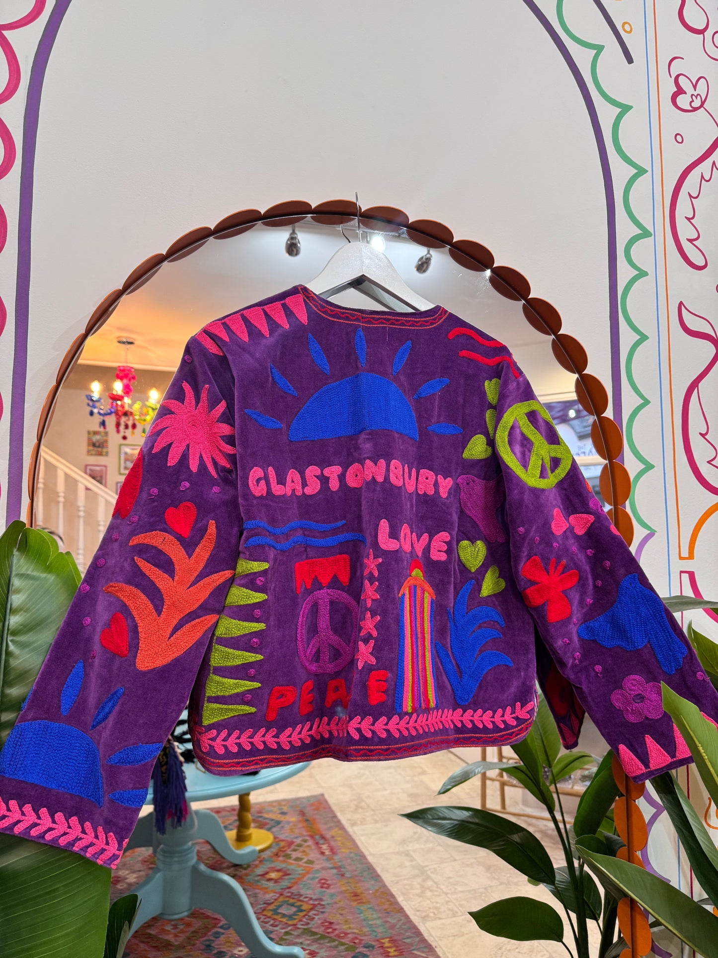 Glastonbury JOY Velvet Duster Jacket in Purple