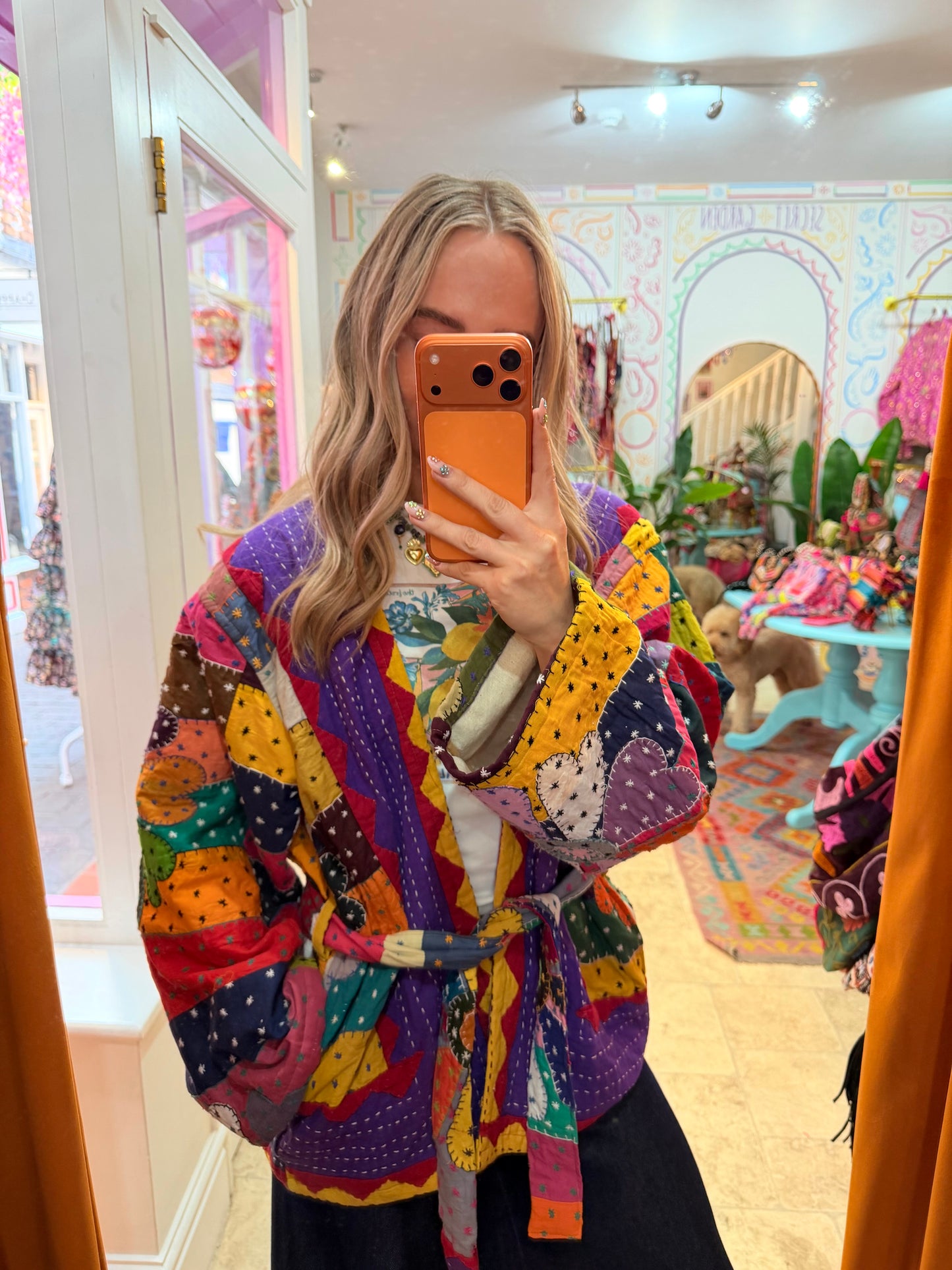 Kantha Flower Stitch Kimono Jacket