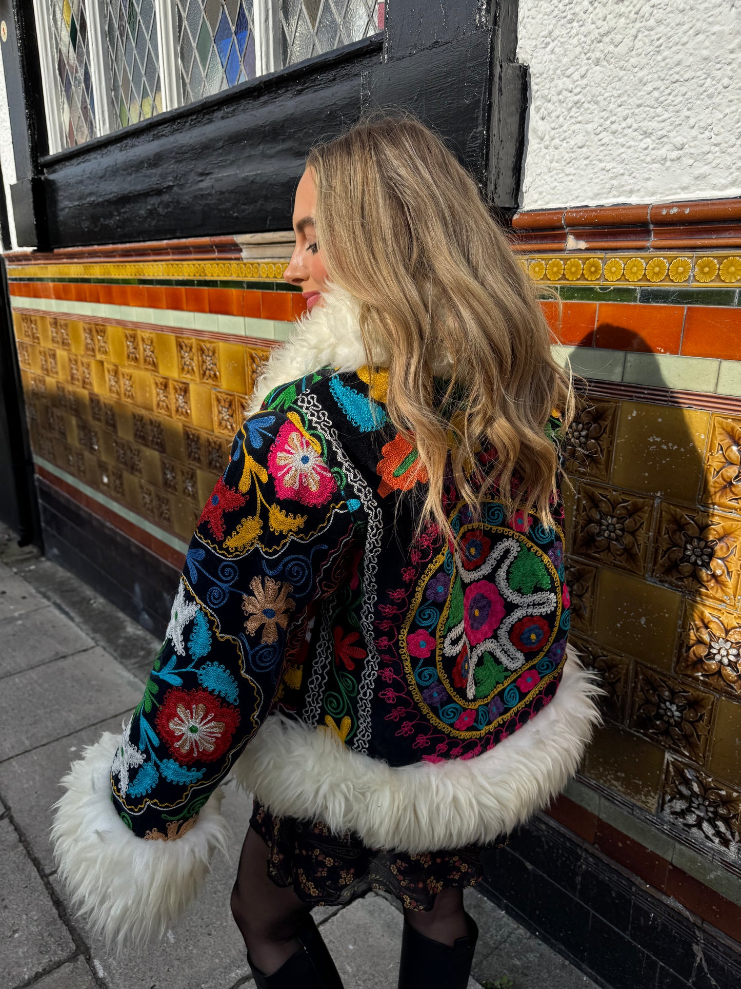 Vintage 70s Afghan Suzani Short Coat