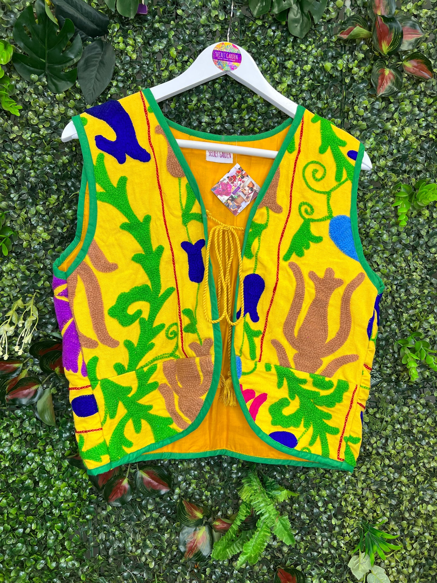 Vintage Suzani Waistcoat in Yellow