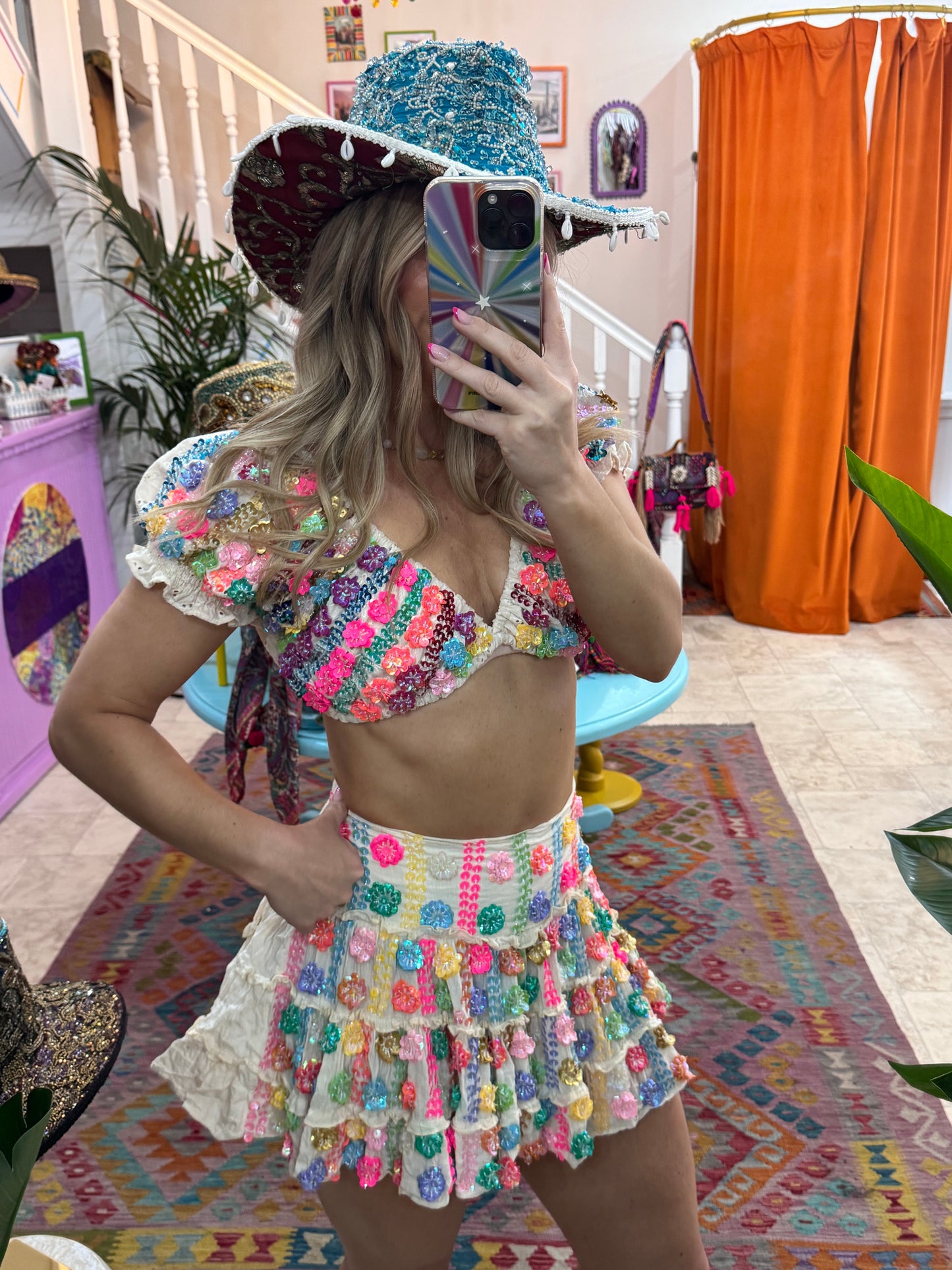 Gypsy Soul Crop & Short Skirt Set