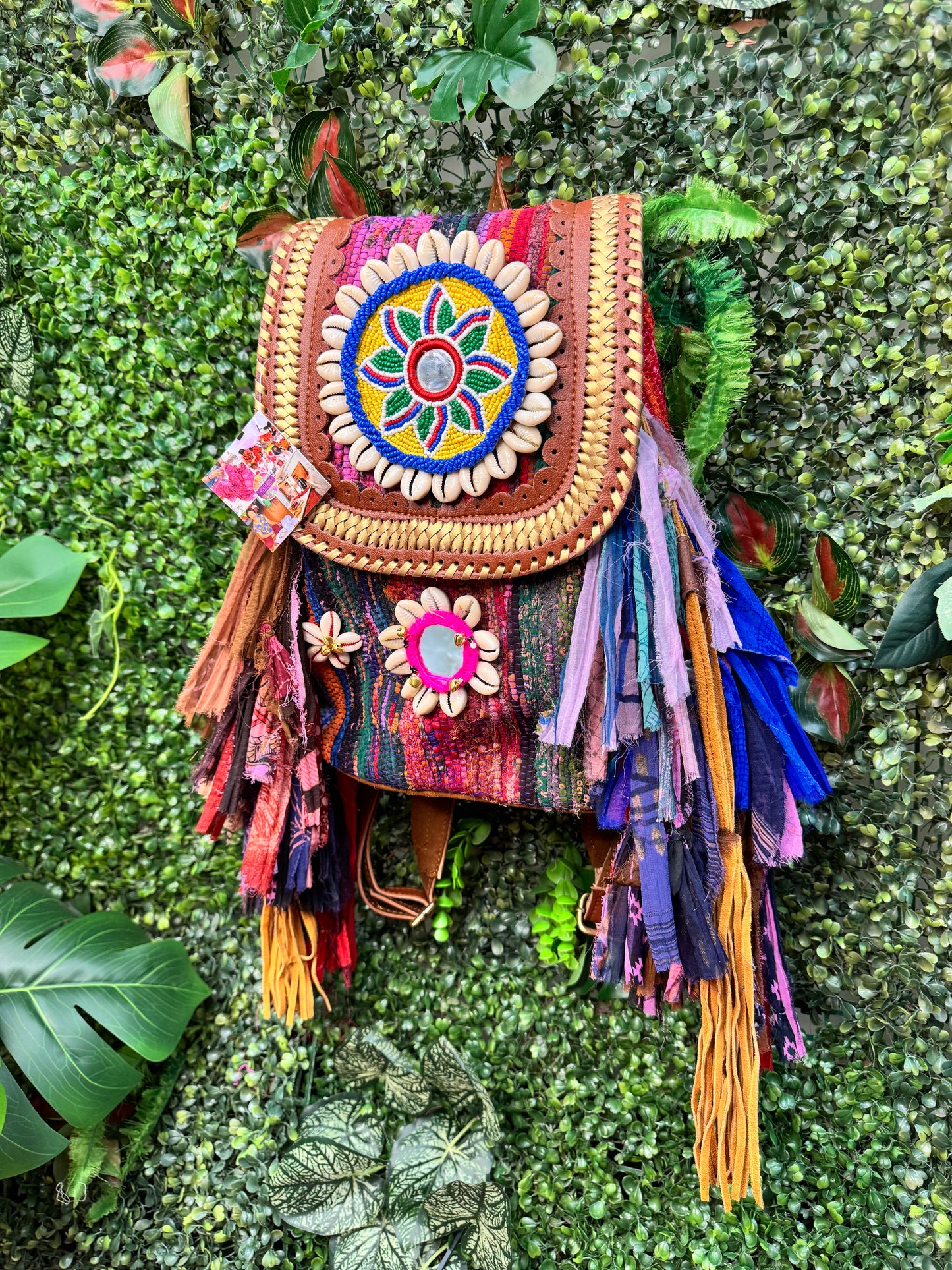 Rag Rug Leather Tassel Backpack - 4