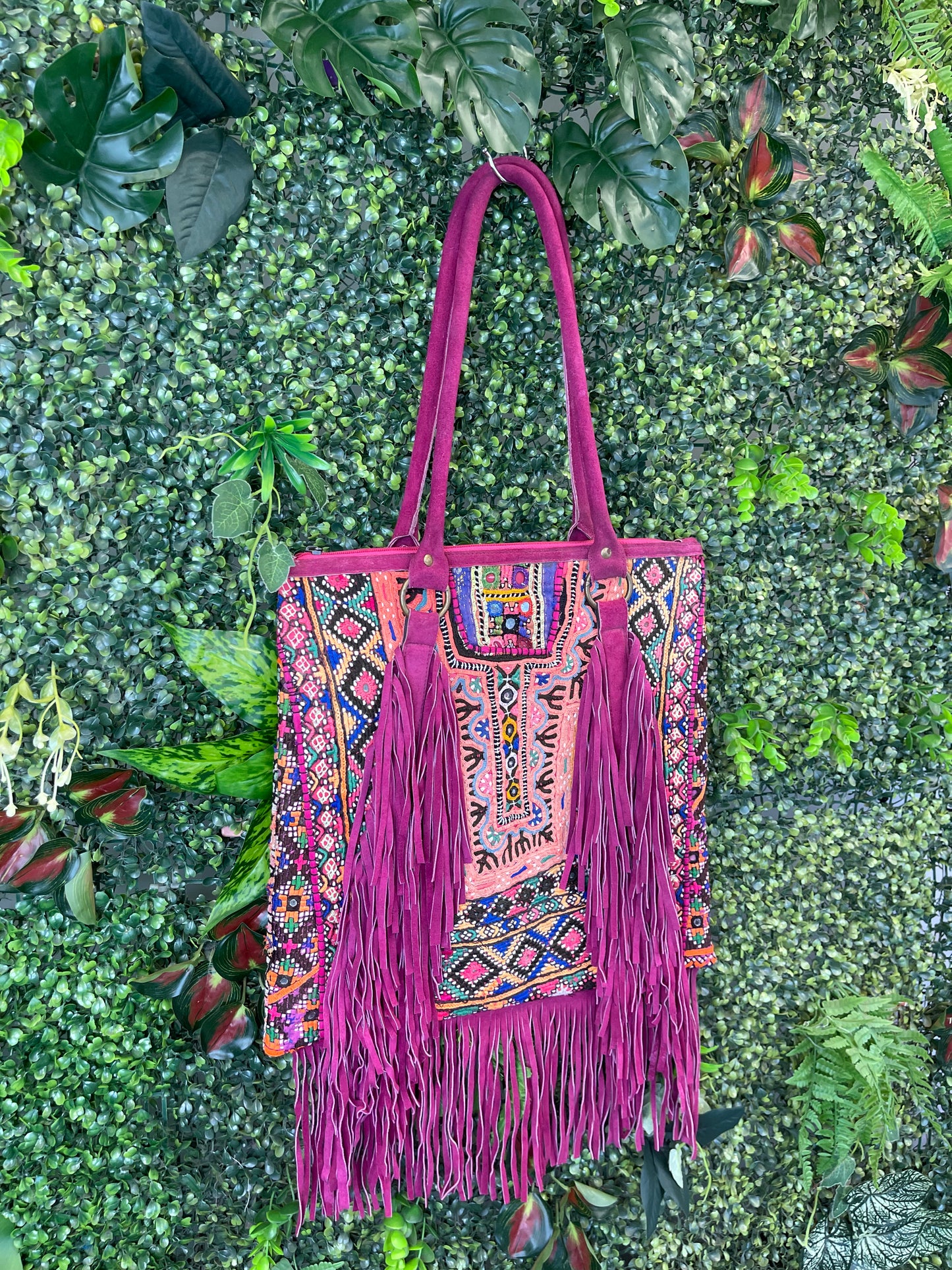 Pink Fringe Banjara Bag