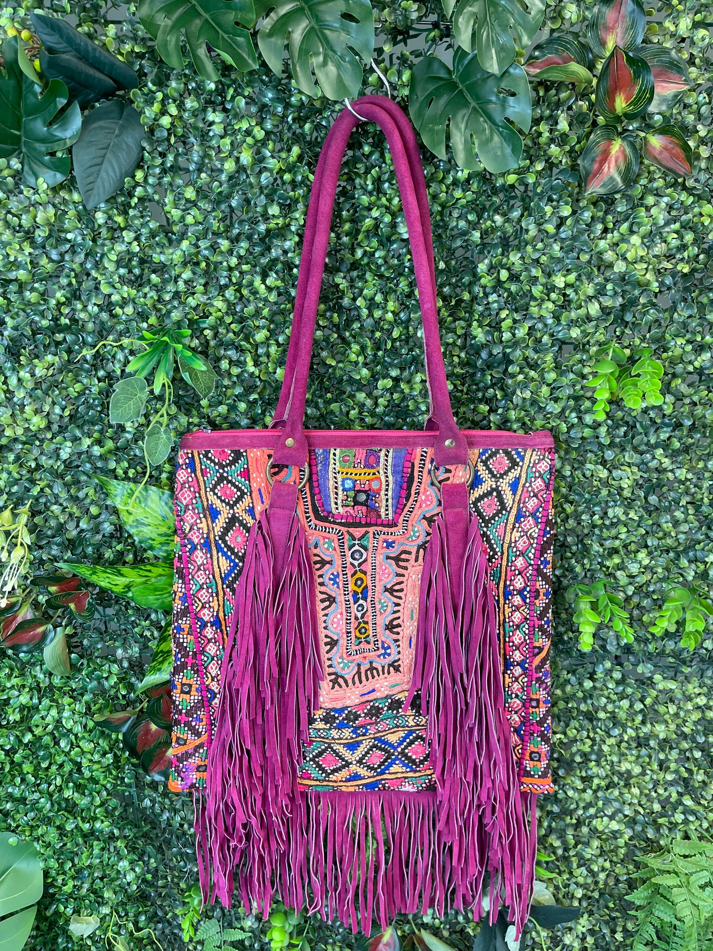 Pink Fringe Banjara Bag