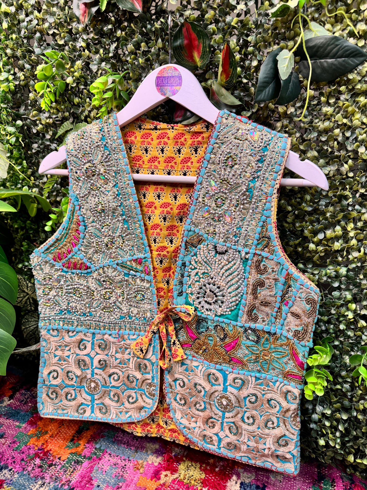 Tapestry Vintage Waistcoat - Aqua
