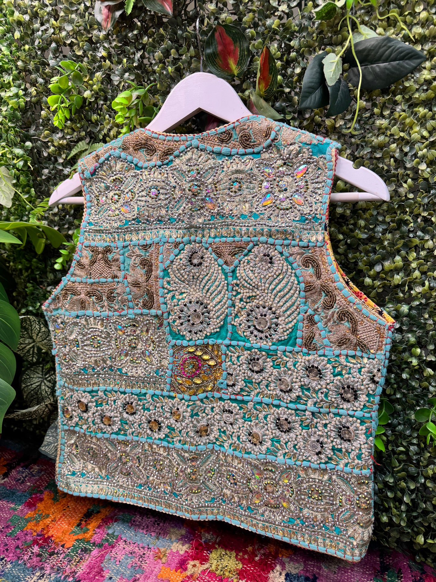 Tapestry Vintage Waistcoat - Aqua