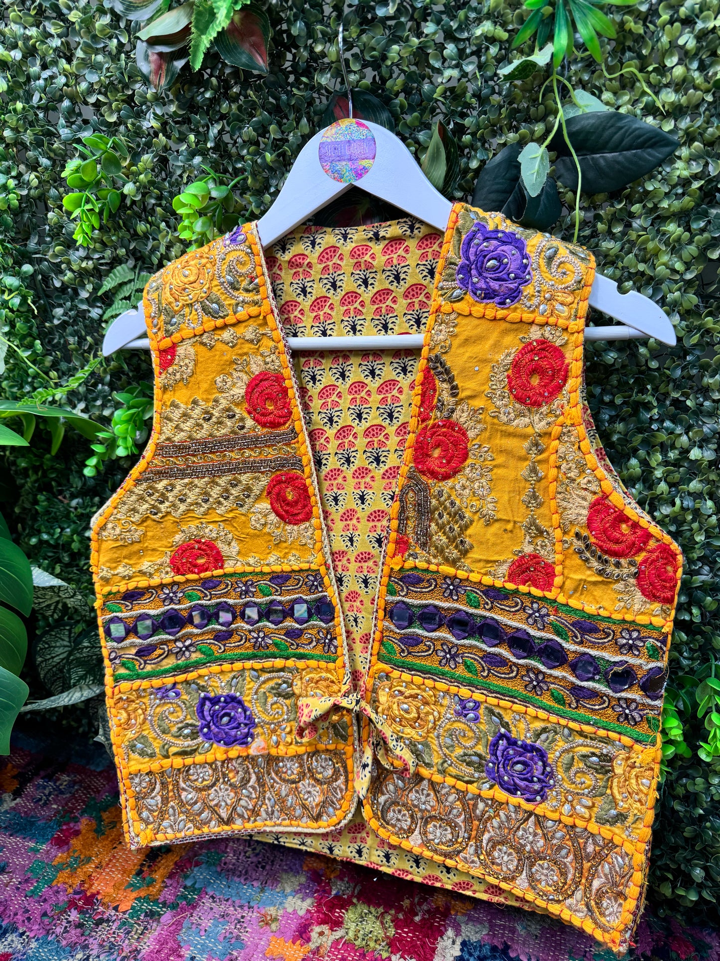 Tapestry Vintage Waistcoat - Yellow