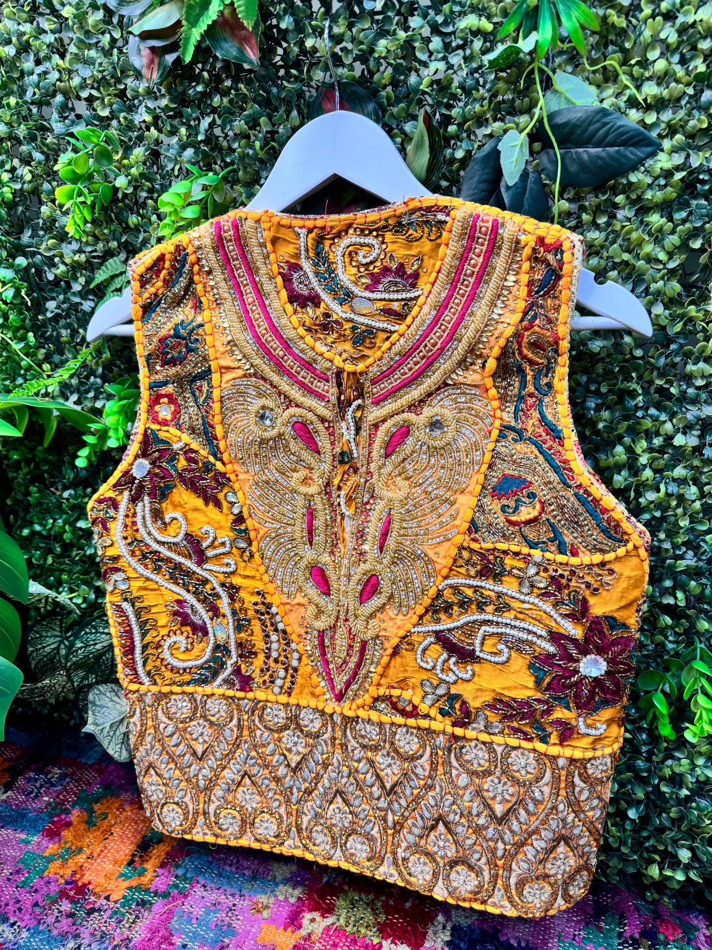 Tapestry Vintage Waistcoat - Yellow