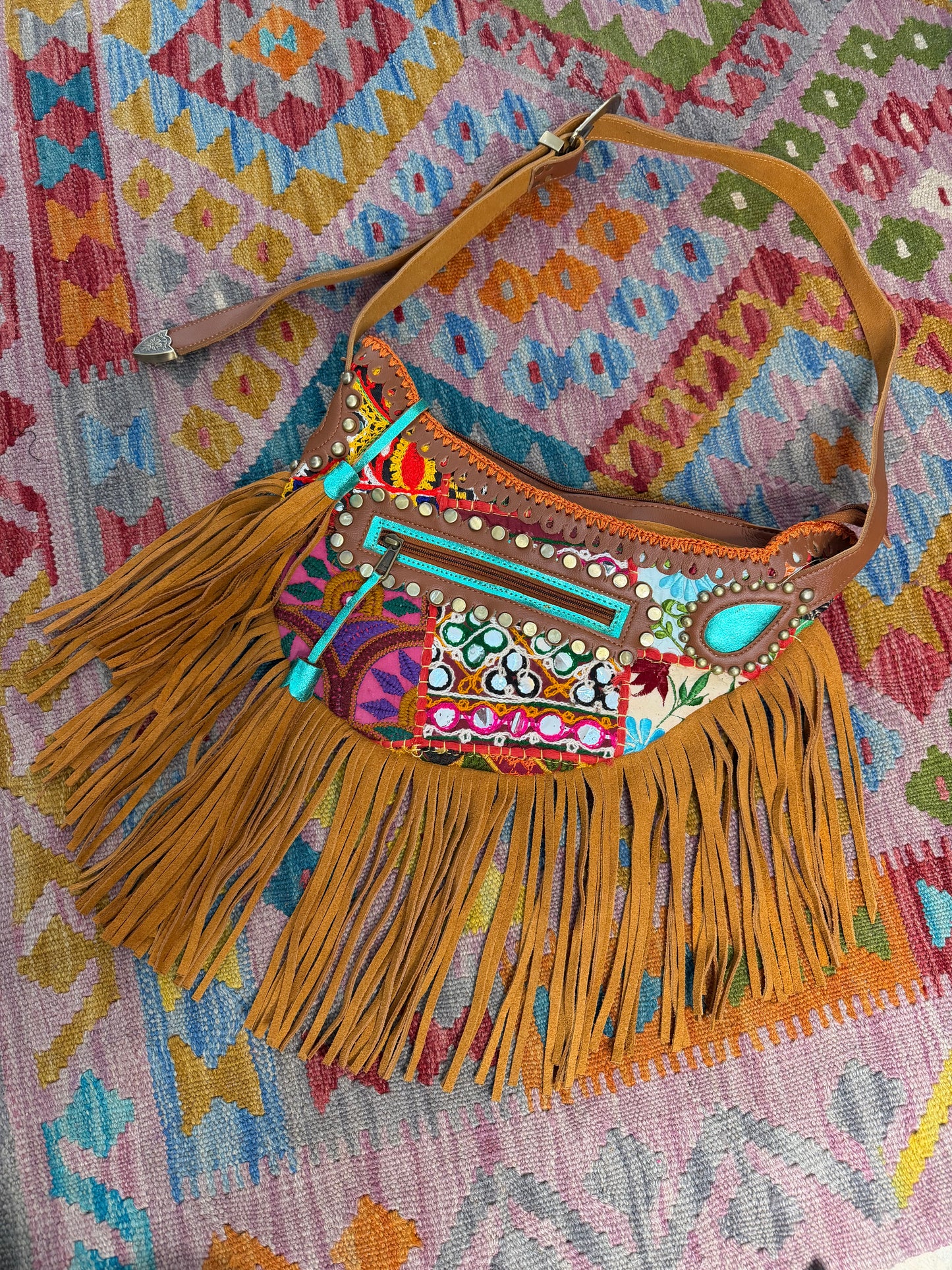 Boho Tan Saddle Fringe Bag - 9