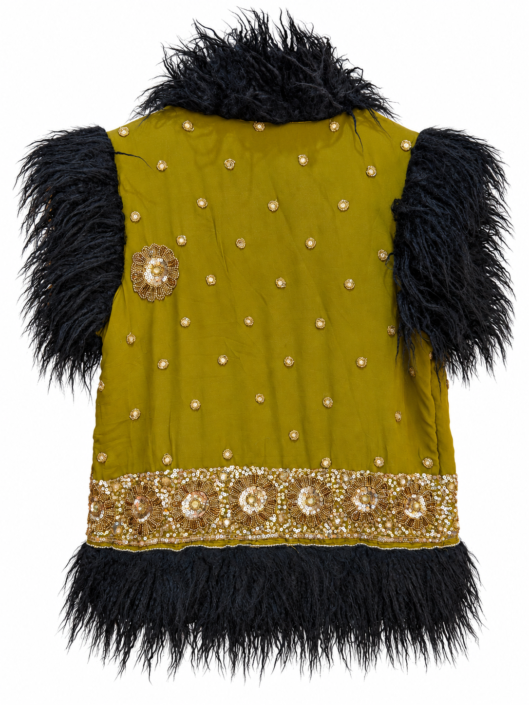 Faux Fur Sari Gilet - 1