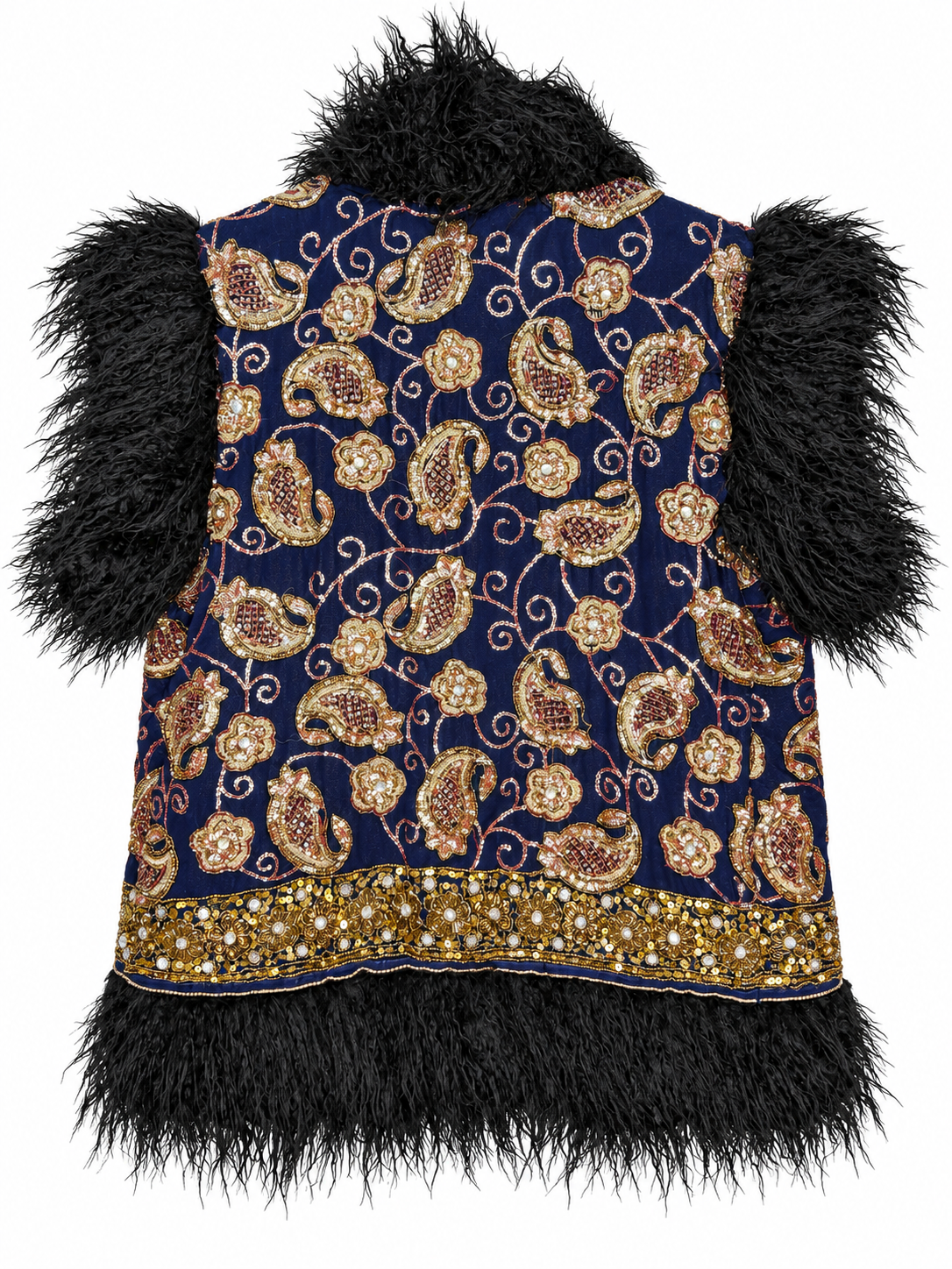 Faux Fur Sari Gilet - 5