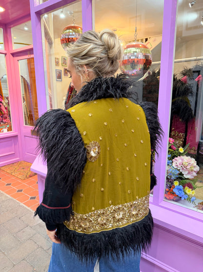 Faux Fur Sari Gilet - 1