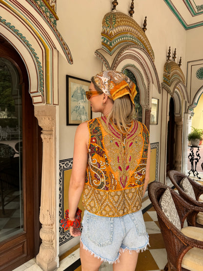 Tapestry Vintage Waistcoat - Yellow