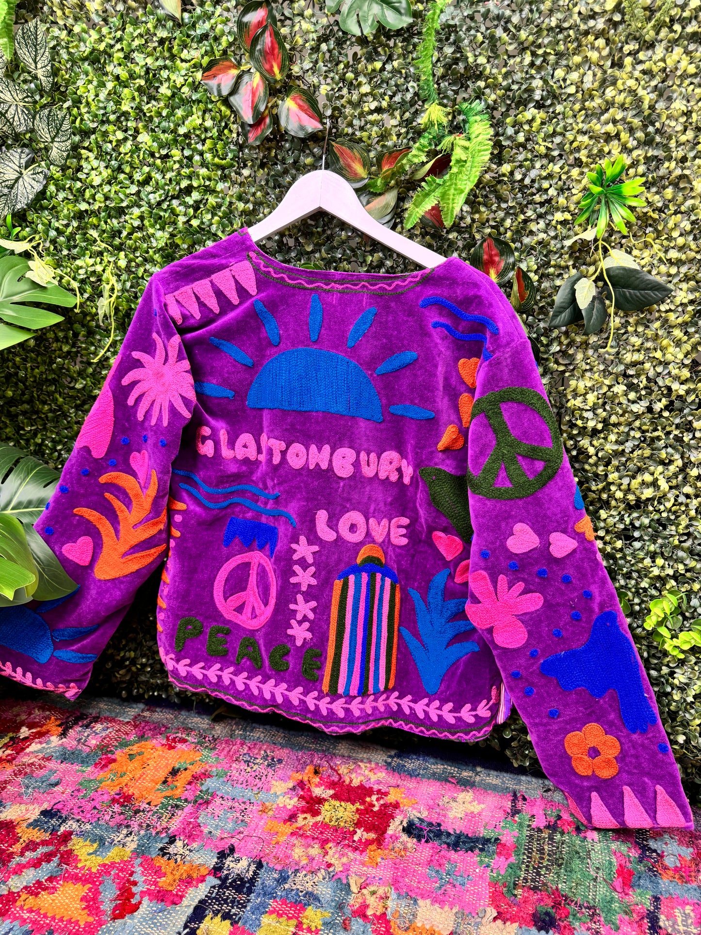 Glastonbury JOY Velvet Duster Jacket in Purple
