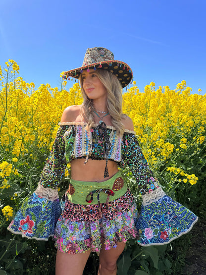 Gypsy Soul Embellished Bardot Top & Skirt Co Ord