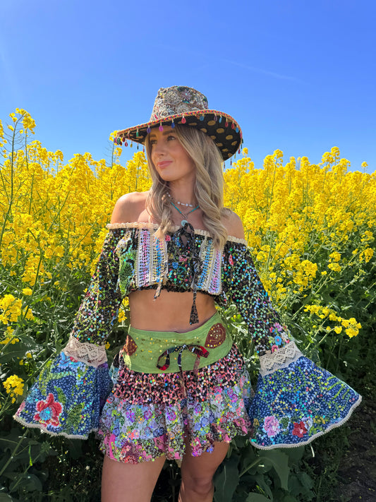 Gypsy Soul Embellished Bardot Top & Skirt Co Ord