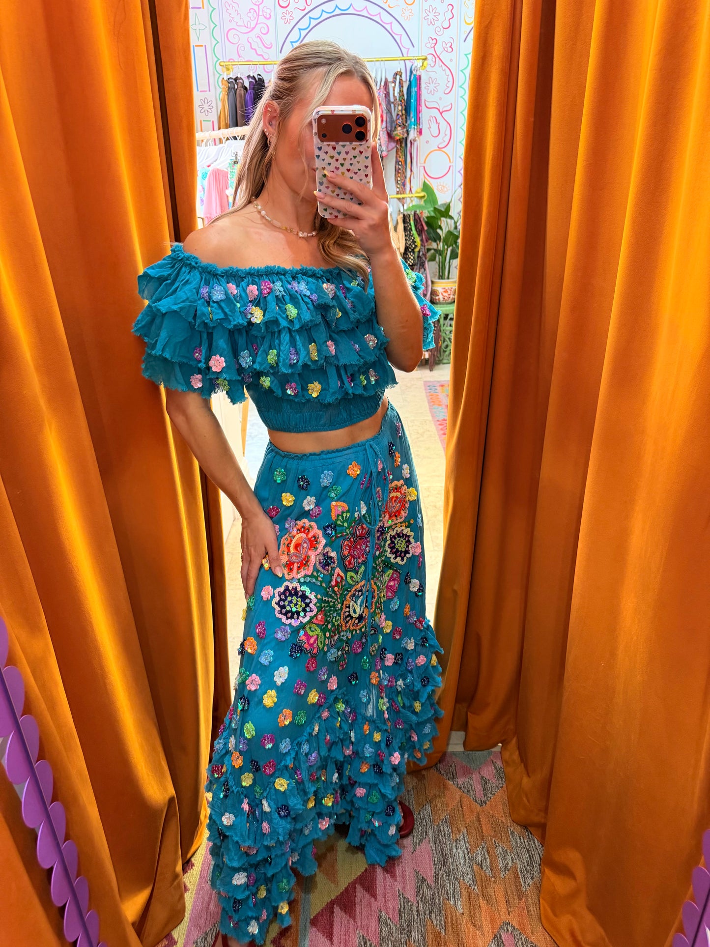 Gypsy Soul Teal Top & Skirt Co ord