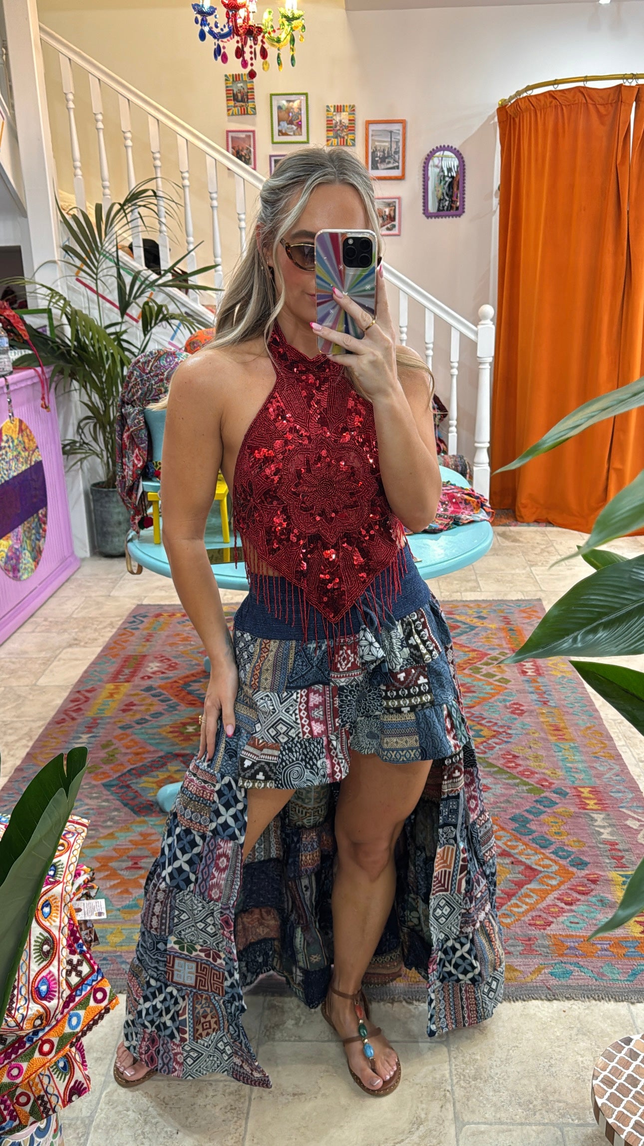 Flower Power Top in Red