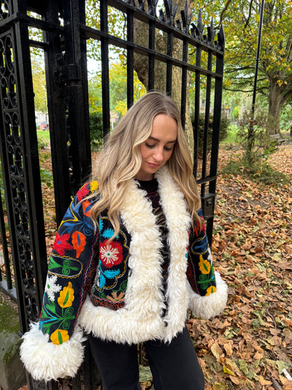 Vintage 70s Afghan Suzani Short Coat