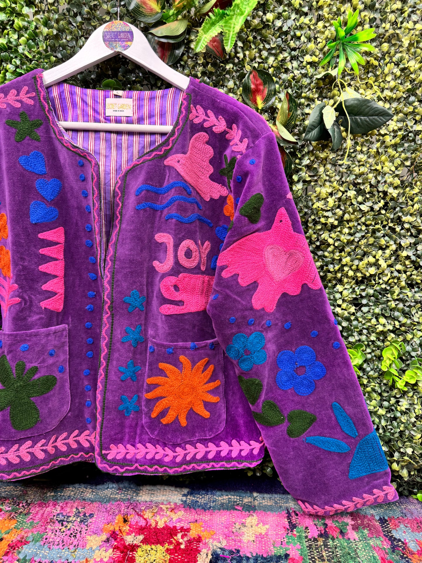 Glastonbury JOY Velvet Duster Jacket in Purple