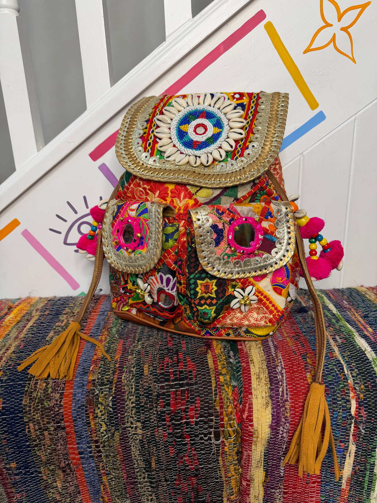 Boho Medium Gold Backpacks