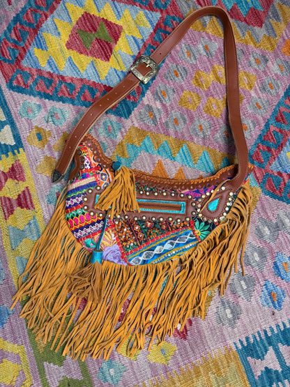 Boho Tan Saddle Fringe Bags